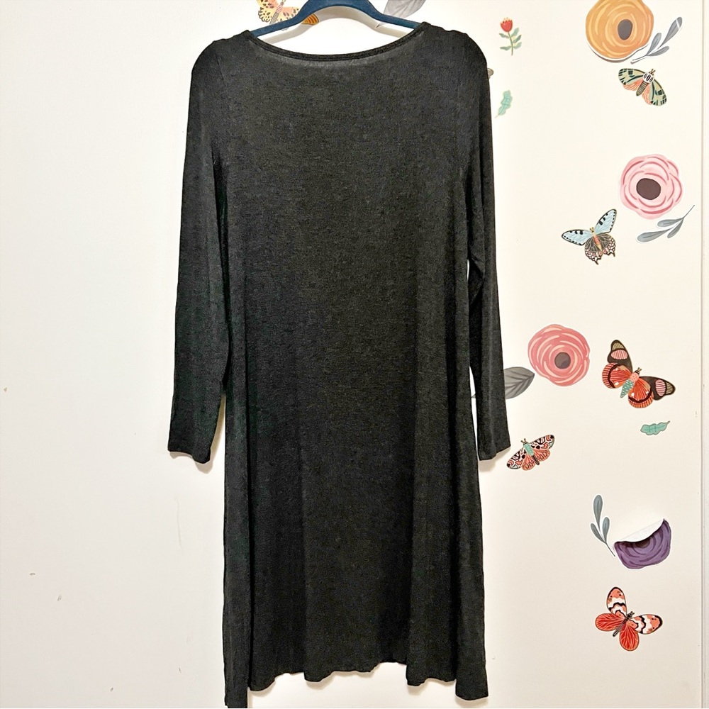 Eileen Fisher Charcoal Long Sleeve Dress M - Picture 4 of 8